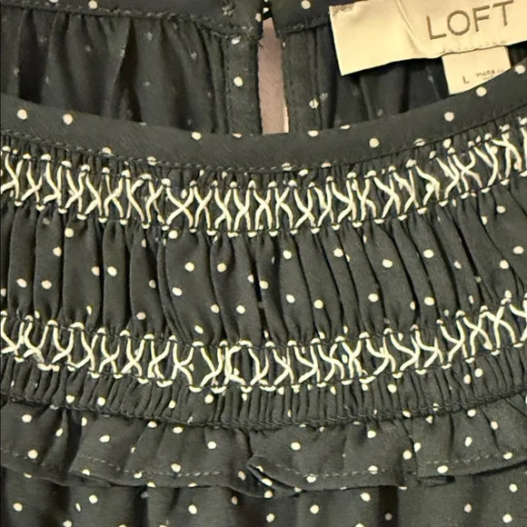 LOFT Black and White Dotted Blouse - Picture 3 of 7